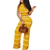 2Pce Striped Print Rib Knit Wide Leg Set