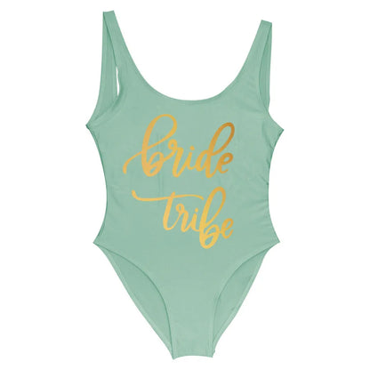 Bride Tribe Print One Piece Swimsuit