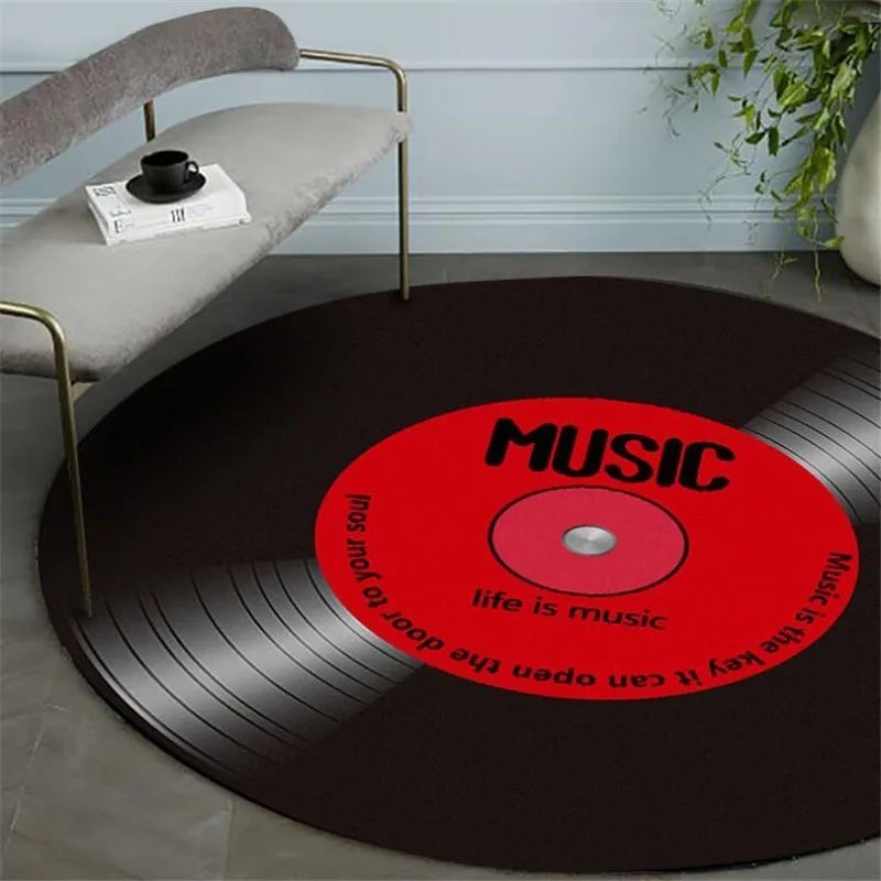 Music Vinyl Record Printed Round Carpet