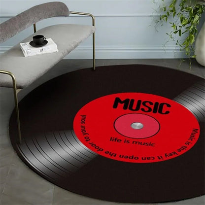 Music Vinyl Record Printed Round Carpet