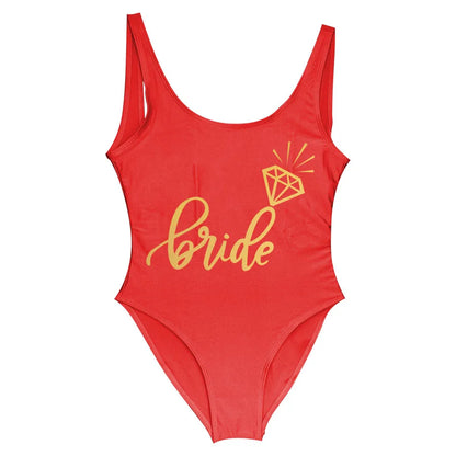 Bride Tribe Print One Piece Swimsuit