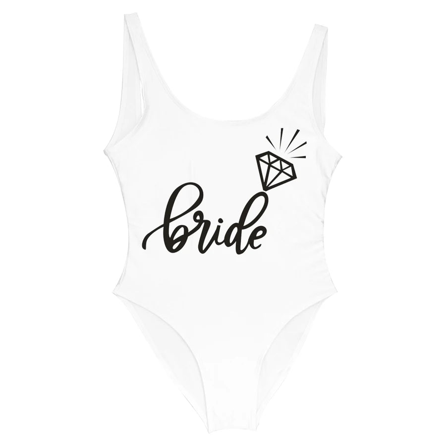 Bride Tribe Print One Piece Swimsuit