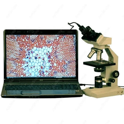 AmScope 1000X Binocular Veterinary Microscope with USB Camera