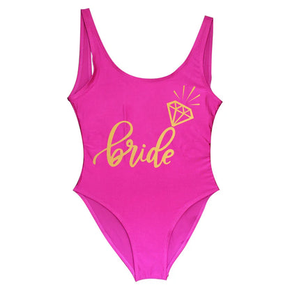 Bride Tribe Print One Piece Swimsuit