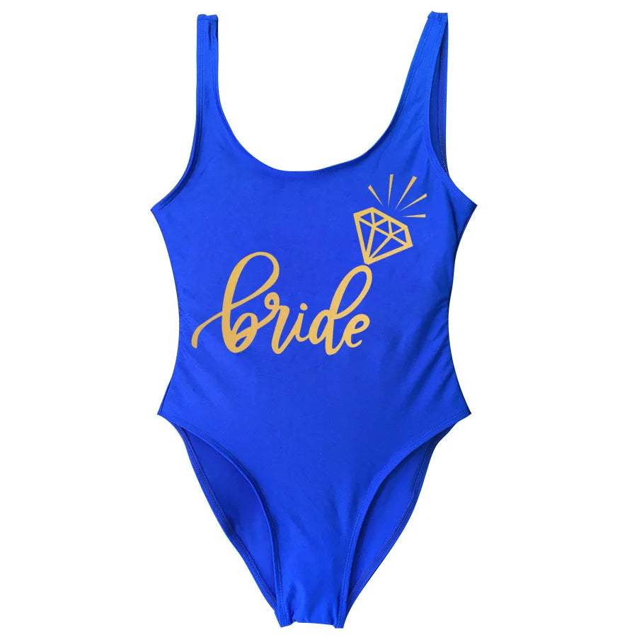 Bride Tribe Print One Piece Swimsuit