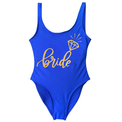 Bride Tribe Print One Piece Swimsuit