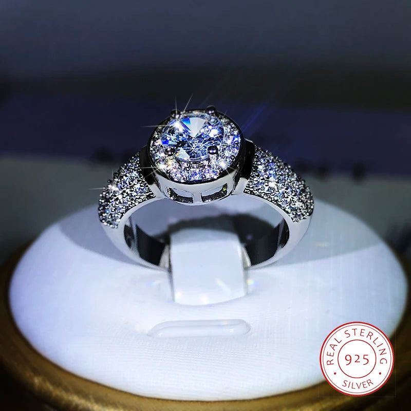 925 Sterling Silver Cubic Zirconia Solitaire Ring for Women