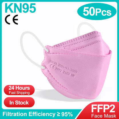 KN95 FFP2 Adult 4-Layer Fish Mask (50 / 100 Pack)