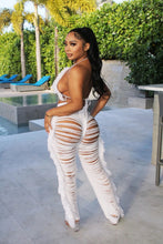 Two Piece Pants Crochet Fabric Revealing Top Set