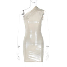 One-Shoulder Pleated Sleeveless Slim Design Dressse