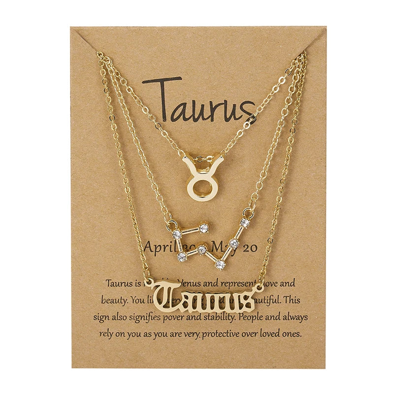 3-Piece Zodiac Constellation Layered Pendant Necklace Set