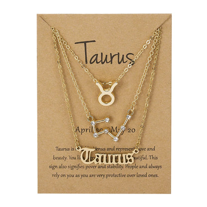 3-Piece Zodiac Constellation Layered Pendant Necklace Set