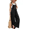 Solid Color Strappy Loose Flared Leg Jumpsuit