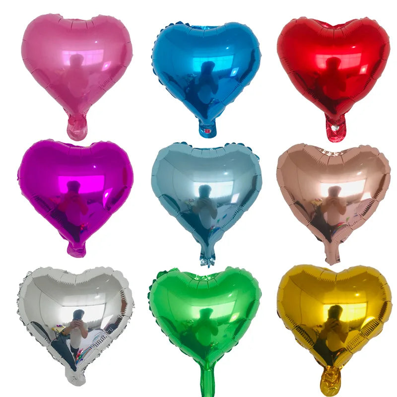 10pcs 10" Heart Shape Foil Balloons