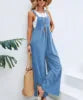 Solid Color Strappy Loose Flared Leg Jumpsuit