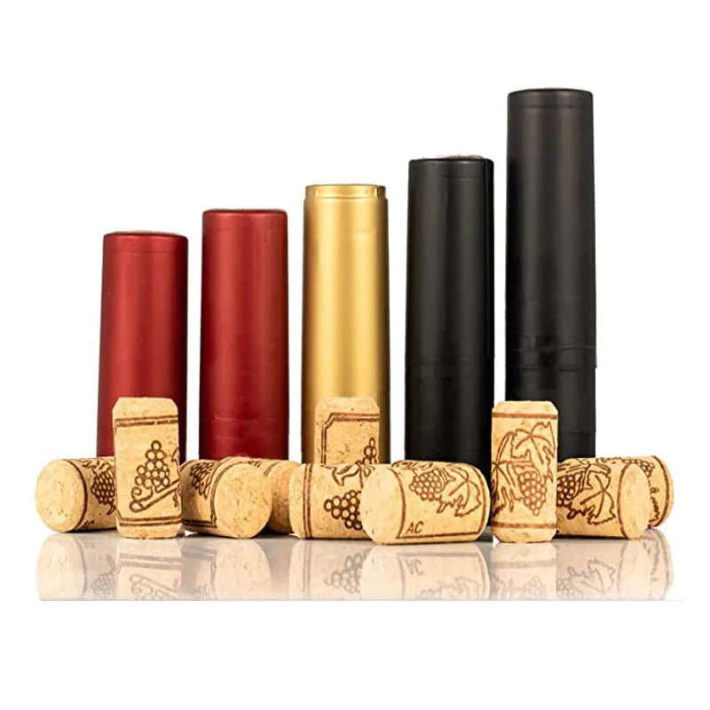 100 Pcs Natural Wine Bottle Corks and Seals Heat Shrink Capsules with Tear Tab