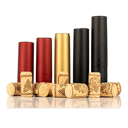 100 Pcs Natural Wine Bottle Corks and Seals Heat Shrink Capsules with Tear Tab