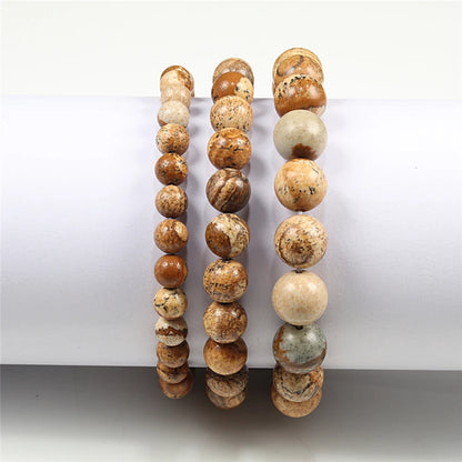 Natural Stone Volcanic Lava Tiger Eye Bracelet