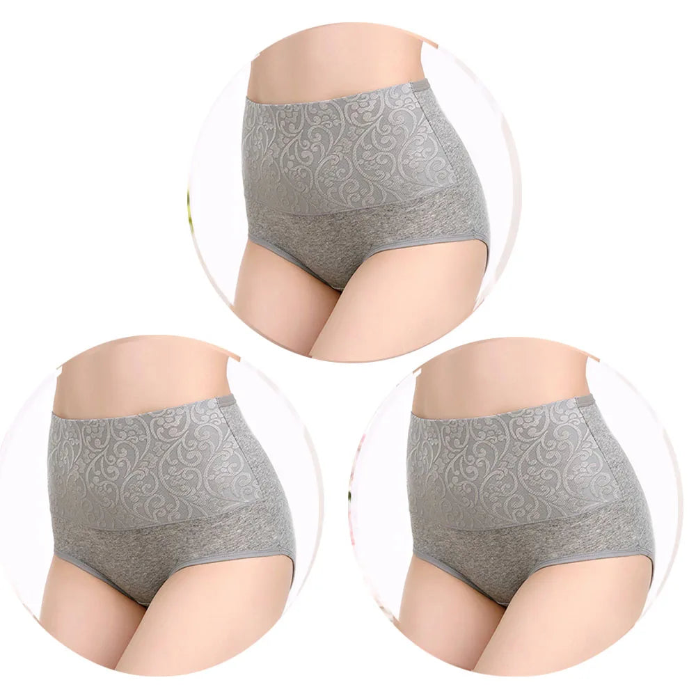 3Pcs Cotton High Waist Abdominal Briefs