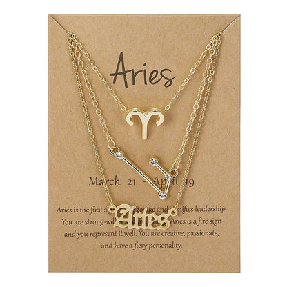 3-Piece Zodiac Constellation Layered Pendant Necklace Set