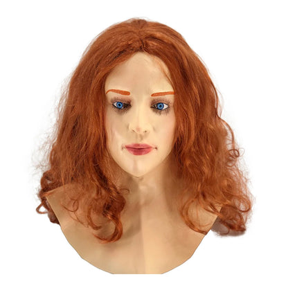 Realistic Female Latex Mask with Wig - Full Head Halloween Costume Prop