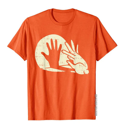 Unisex Funny Rabbit Shadow Play Hand Gesture Graphic T-Shirt