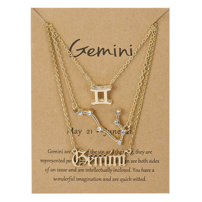 3-Piece Zodiac Constellation Layered Pendant Necklace Set