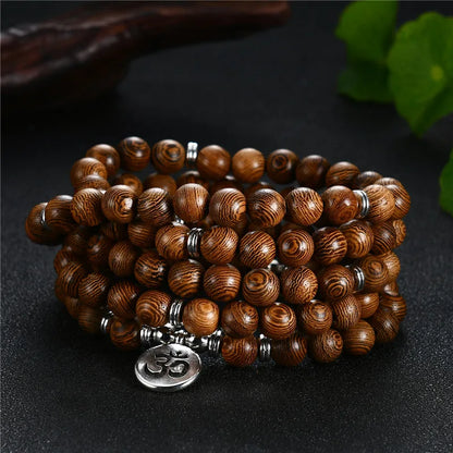 Natural Stone Six Words Mantra Bead Bracelet