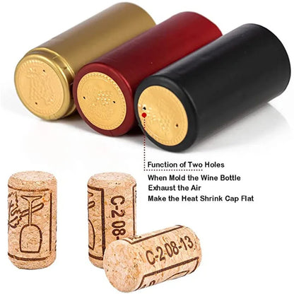 100 Pcs Natural Wine Bottle Corks and Seals Heat Shrink Capsules with Tear Tab