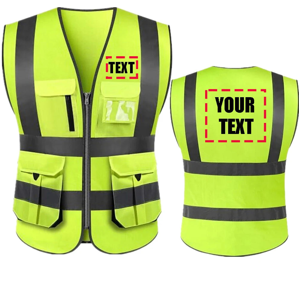 Custom High-Visibility Reflective Safety Vest with Multi-Pockets