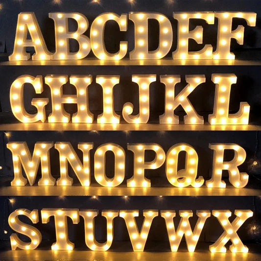 Alphabet Letter & Number LED Marquee Lights - Warm White Light-Up Decor