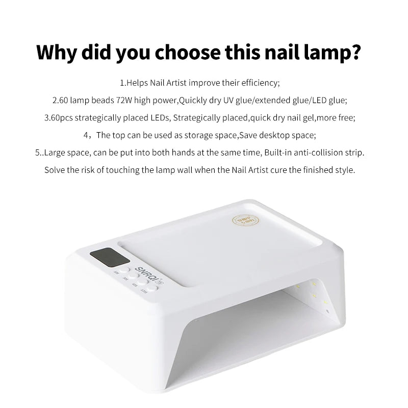 High Power 72W UV LED Nail Lamp Dryer