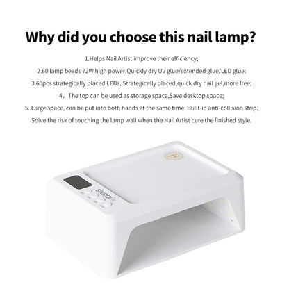 High Power 72W UV LED Nail Lamp Dryer