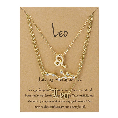 3-Piece Zodiac Constellation Layered Pendant Necklace Set