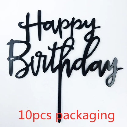 10Pcs Rose Gold Happy Birthday Cake Topper
