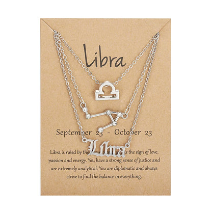 3-Piece Zodiac Constellation Layered Pendant Necklace Set