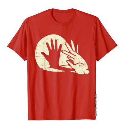 Unisex Funny Rabbit Shadow Play Hand Gesture Graphic T-Shirt