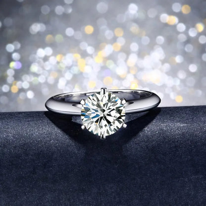 Real 925 Sterling Silver 1ct Lab Diamond Ring