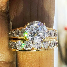 Huitan Trendy Inlaid AAA Cubic Zirconia Double Stackable Rings