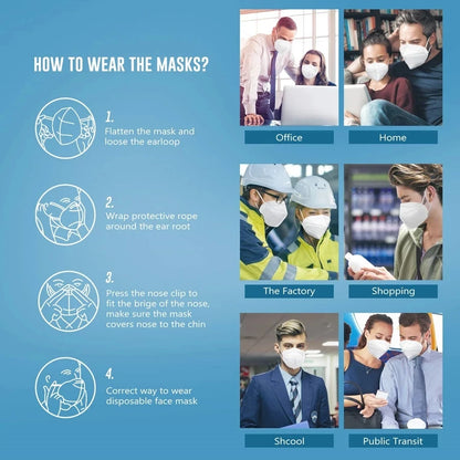 5-Ply KN95 Protective Face Masks - Multi-Color Breathable Filtration