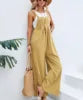 Solid Color Strappy Loose Flared Leg Jumpsuit
