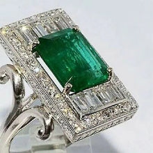 Huitan Vintage Green Cubic Zirconia Finger Rings for Women