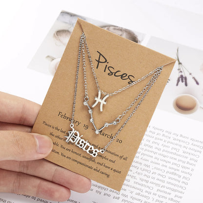 3-Piece Zodiac Constellation Layered Pendant Necklace Set