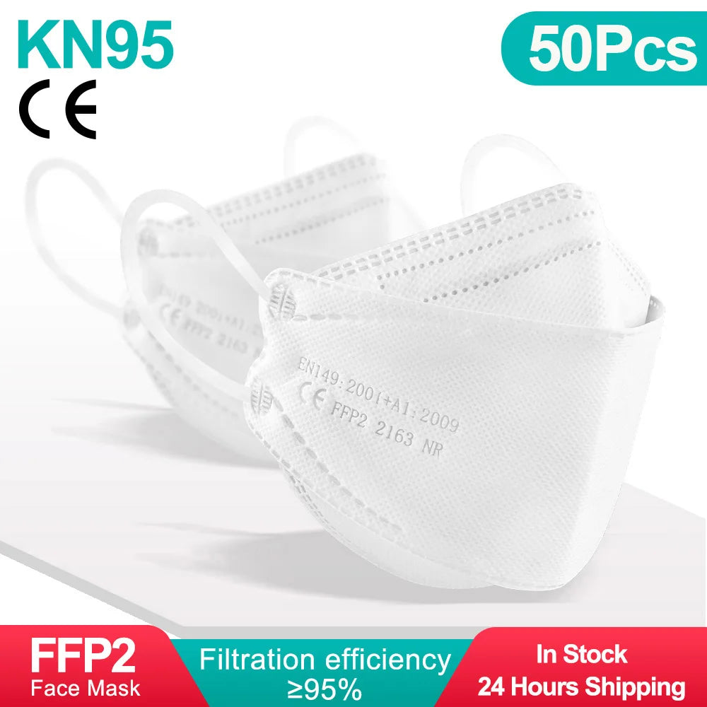 KN95 FFP2 Adult 4-Layer Fish Mask (50 / 100 Pack)