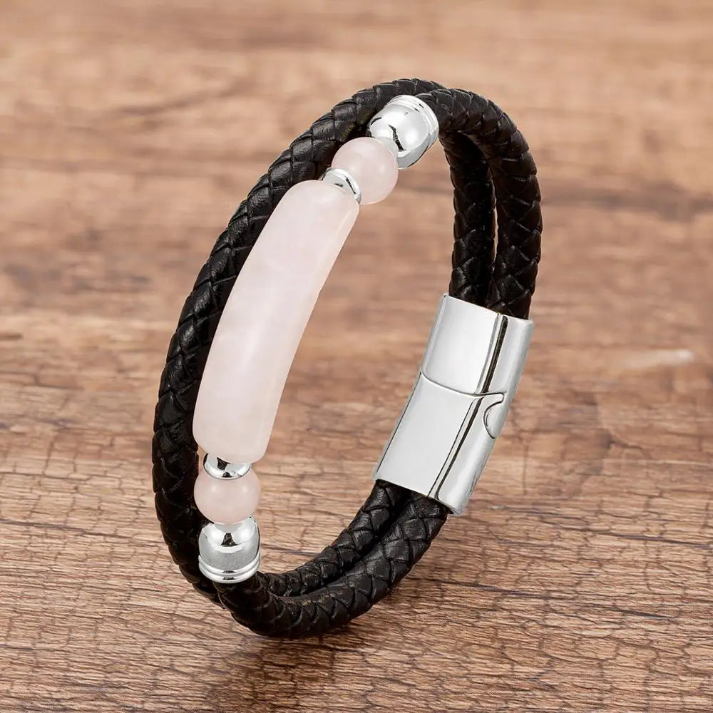 Genuine Leather Multilayer Natural Stone Bracelet
