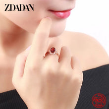 925 Sterling Silver Big Oval Ruby Zircon Ring