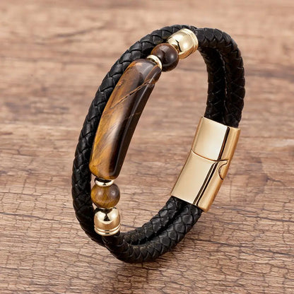 Genuine Leather Multilayer Natural Stone Bracelet