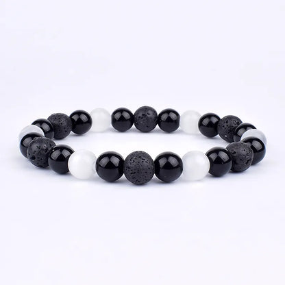 Natural Black Obsidian Hematite Tiger Eye Bead Bracelet