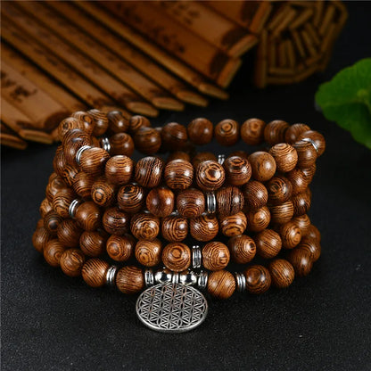 Natural Stone Six Words Mantra Bead Bracelet