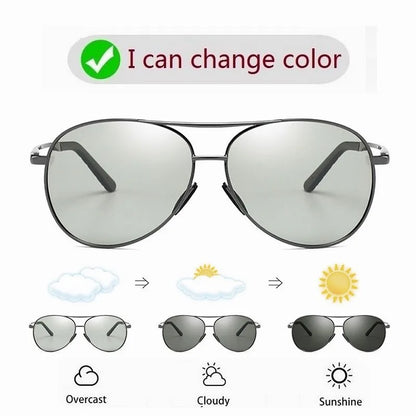 Polarized Photochromic Metal Frame Aviator Sunglasses